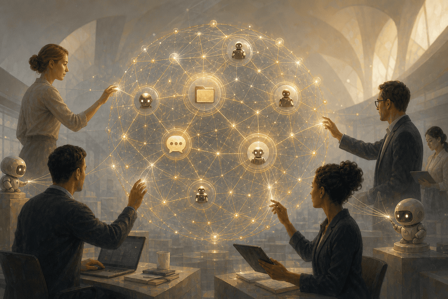 A shared knowledge graph connecting people and agents