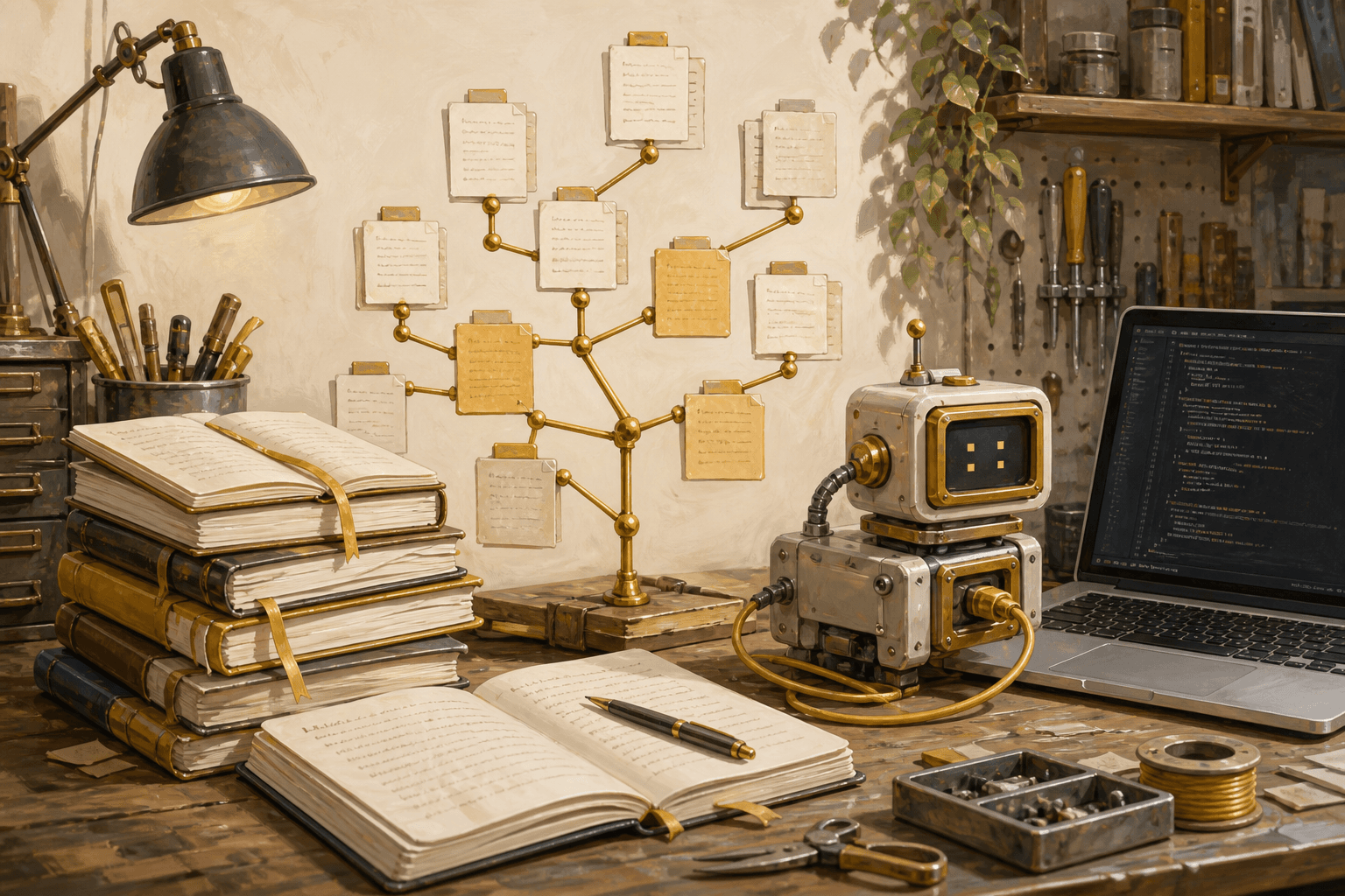 A local markdown workshop with a coding-agent robot